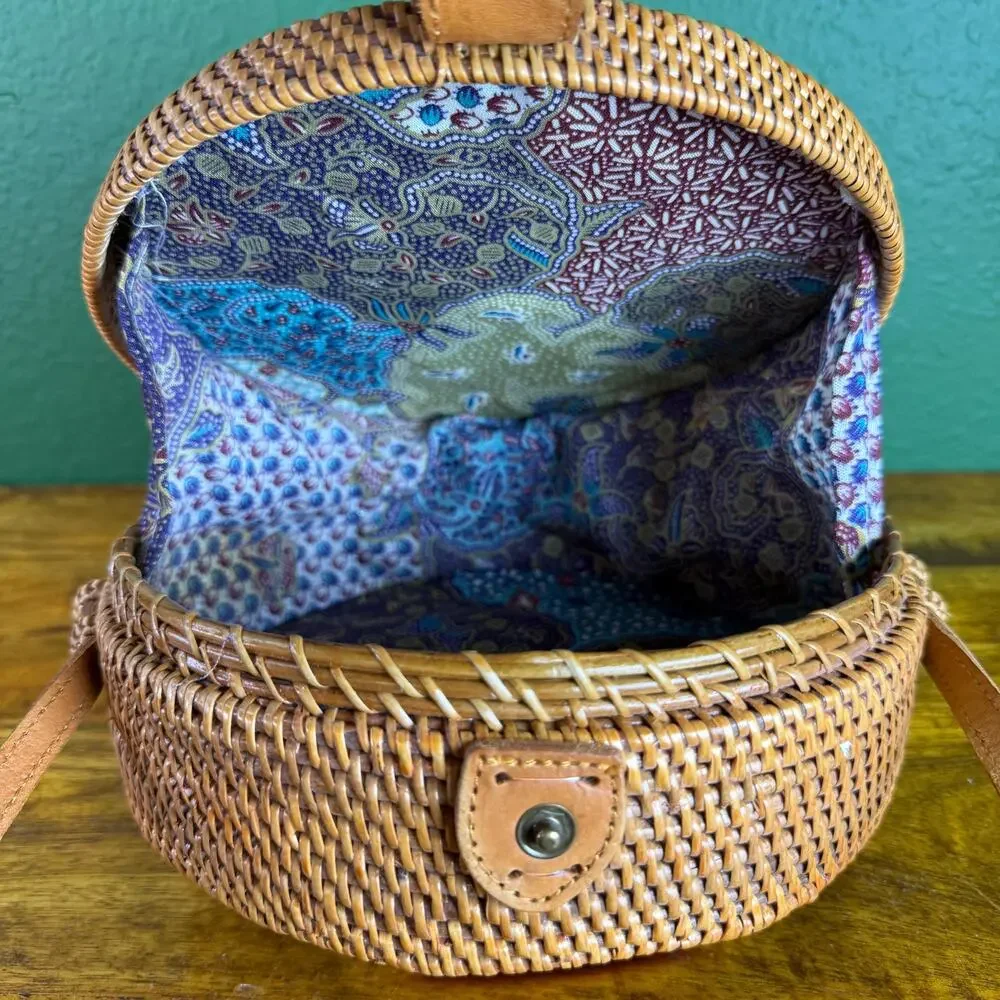 Vintage Round Bali Bag Rattan Boho Crossbody